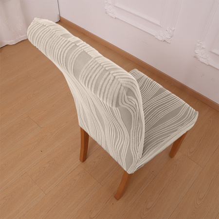 POKROWIEC krzesło ŻAKARD wypukły TKANINA STRUKTURALNA PASY KREMOWY