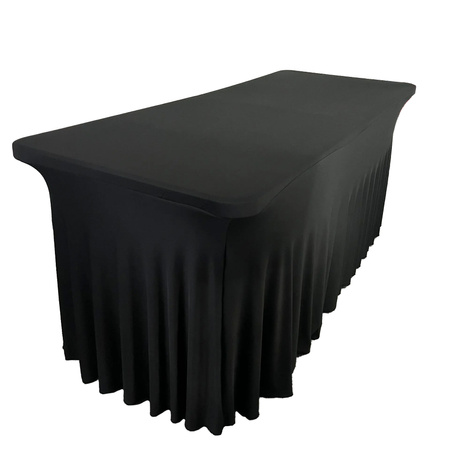 POKROWIEC na stół bankietowy cateringowy czarny SKIRTING falbana 200x90 cm