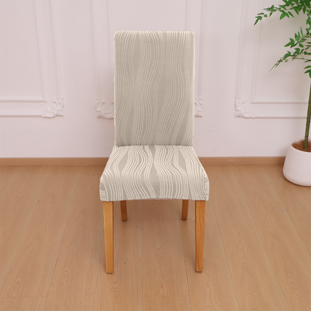 POKROWIEC krzesło ŻAKARD wypukły TKANINA STRUKTURALNA PASY KREMOWY