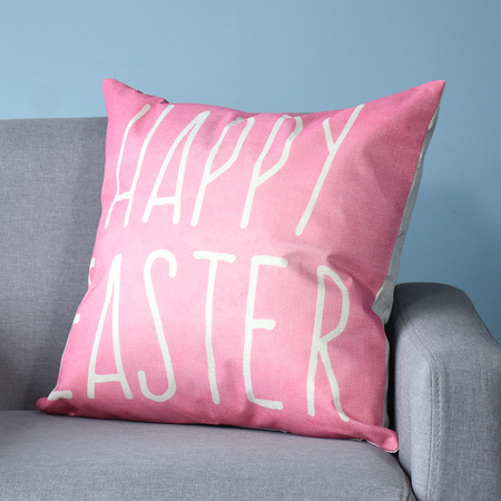 Poszewka WIELKANOCNA dekoracyjna na poduszkę, Happy Easter różowa