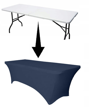 POKROWIEC na stół bankietowy cateringowy 180x76 cm granatowy
