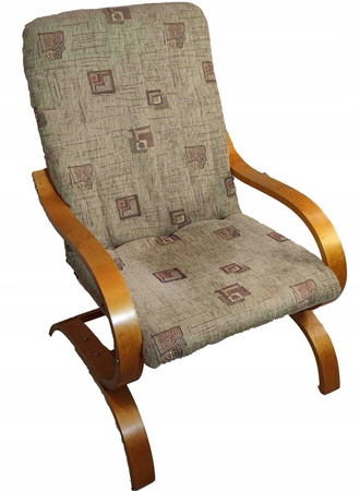 Pokrowiec na FOTEL FINKA żakard wypukły, PASY, tkanina strukturalna, KREMOWY