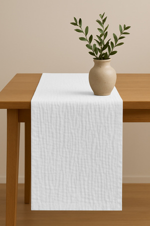 BIEŻNIK muślinowy BIAŁY na stół 40x275 cm