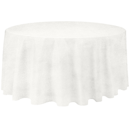 Obrus okrągły NA WYMIAR, MATOWY WELUR, mleczna biel