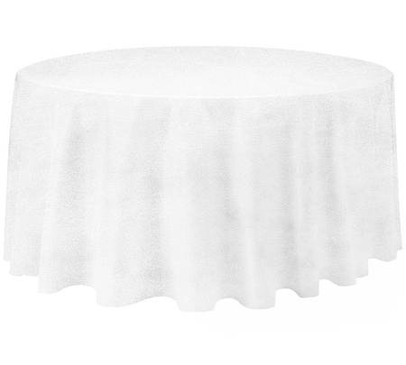 Obrus okrągły NA WYMIAR, MATOWY WELUR, śnieżna biel