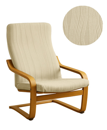 Pokrowiec na FOTEL FINKA żakard wypukły, PASY, tkanina strukturalna, KREMOWY