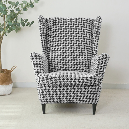 POKROWIEC na FOTEL USZAK, żakard, PEPITKA