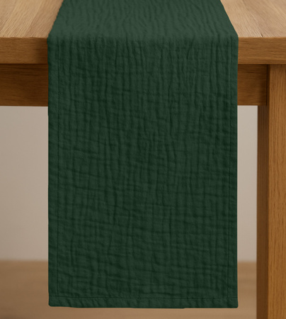 BIEŻNIK muślinowy BUTELKOWA ZIELEŃ na stół 40x275 cm
