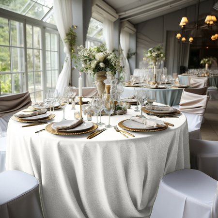 Obrus okrągły NA WYMIAR, MATOWY WELUR, mleczna biel