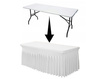 POKROWIEC na stół bankietowy cateringowy BIAŁY SKIRTING falbana 200x90 cm