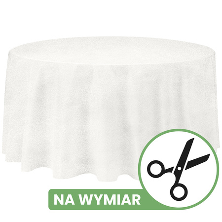 Obrus okrągły NA WYMIAR, MATOWY WELUR, mleczna biel
