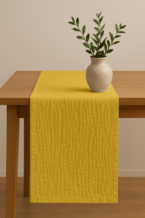 BIEŻNIK muślinowy MUSZTARDOWY na stół 40x275 cm