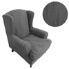 POKROWIEC na FOTEL USZAK, żakard wypukły, PASY, tkanina strukturalna, CIEMNY SZARY