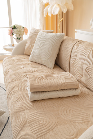 Poszewka dekoracyjna na poduszkę, beżowa, wypukły wzór