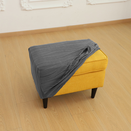 POKROWIEC na PUF, żakard wypukły, PASY, tkanina strukturalna, CIEMNY SZARY