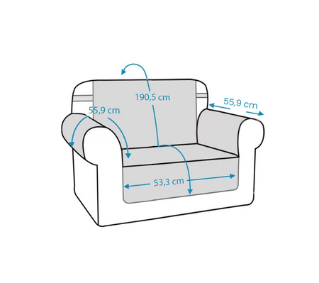 POKROWIEC MATA NARZUTA na KANAPĘ sofę 1 os 53cm WODOODPORNY SZARY pikowany