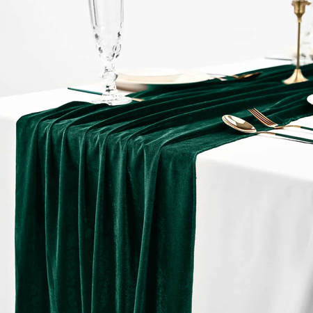 BIEŻNIK welurowy ZIELONY na stół ŚWIĄTECZNY 40x275 cm