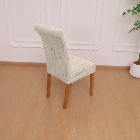 POKROWIEC krzesło ŻAKARD wypukły TKANINA STRUKTURALNA PASY KREMOWY