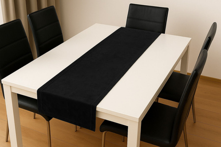 BIEŻNIK welurowy CZARNY na stół 40x200 cm