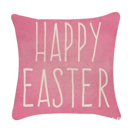 Poszewka WIELKANOCNA dekoracyjna na poduszkę, Happy Easter różowa