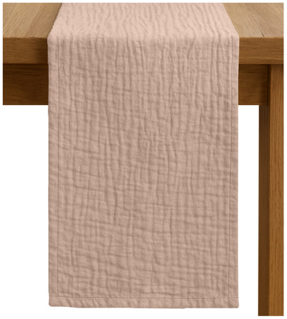 BIEŻNIK muślinowy PUDROWY RÓŻOWY na stół 40x275 cm