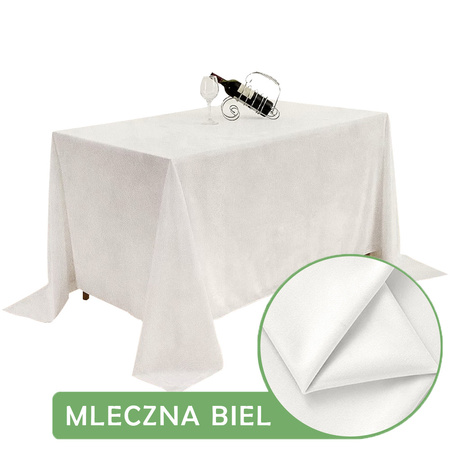 Obrus MATOWY WELUR mleczna biel na stół 230x230cm
