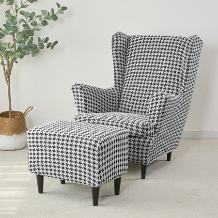 POKROWIEC na FOTEL USZAK, żakard, PEPITKA