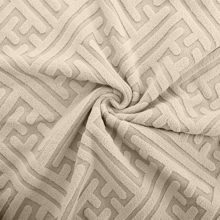 POKROWIEC krzesło ŻAKARD TŁOCZENIE WZÓR F KREMOWY plusz GRUBY