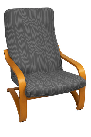 Pokrowiec na FOTEL FINKA żakard wypukły, PASY, tkanina strukturalna, CIEMNY SZARY