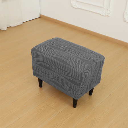 POKROWIEC na PUF, żakard wypukły, PASY, tkanina strukturalna, CIEMNY SZARY