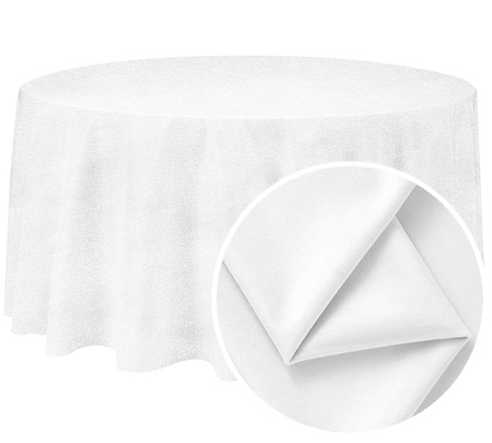 Obrus okrągły NA WYMIAR, MATOWY WELUR, śnieżna biel