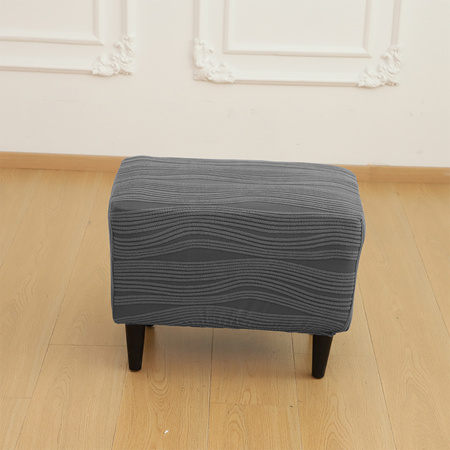 POKROWIEC na PUF, żakard wypukły, PASY, tkanina strukturalna, CIEMNY SZARY