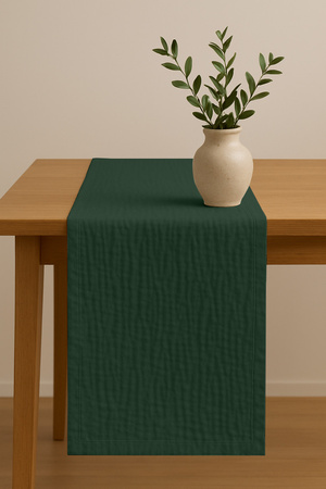 BIEŻNIK muślinowy BUTELKOWA ZIELEŃ na stół 40x275 cm