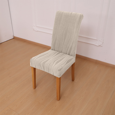POKROWIEC krzesło ŻAKARD wypukły TKANINA STRUKTURALNA PASY KREMOWY