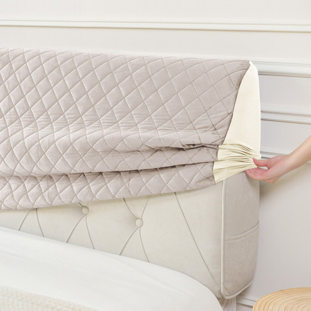 Pokrowiec na zagłówek łóżka, kremowy, 180x50 cm