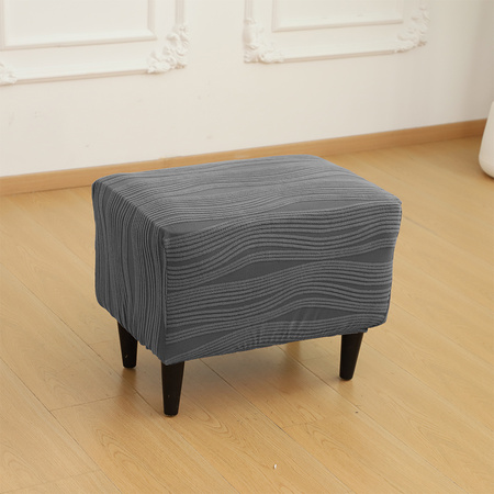 POKROWIEC na PUF, żakard wypukły, PASY, tkanina strukturalna, CIEMNY SZARY