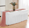POKROWIEC na stół bankietowy cateringowy BIAŁY SKIRTING falbana 200x90 cm