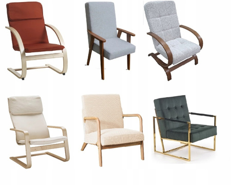 Pokrowiec na FOTEL FINKA żakard wypukły, PASY, tkanina strukturalna, KREMOWY