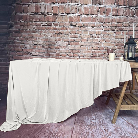 Obrus MATOWY WELUR mleczna biel na stół 230x230cm