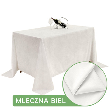 Obrus MATOWY WELUR mleczna biel na stół 230x230cm