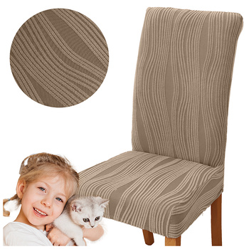 POKROWIEC krzesło ŻAKARD wypukły TKANINA STRUKTURALNA PASY BEŻOWY