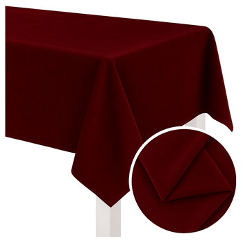 Obrus MATOWY WELUR bordowy na stół 140x240cm