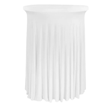 POKROWIEC OBRUS ZE SKIRTINGIEM, FALBANĄ na stół KOKTAJLOWY BAROWY 80 cm BIAŁY
