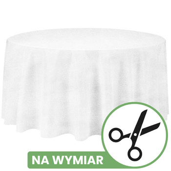 Obrus okrągły NA WYMIAR, MATOWY WELUR, mleczna biel