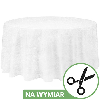 Obrus okrągły NA WYMIAR, MATOWY WELUR, śnieżna biel