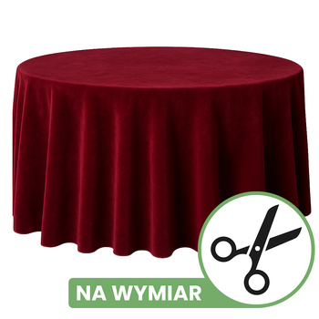 Obrus okrągły NA WYMIAR, MATOWY WELUR, bordowy