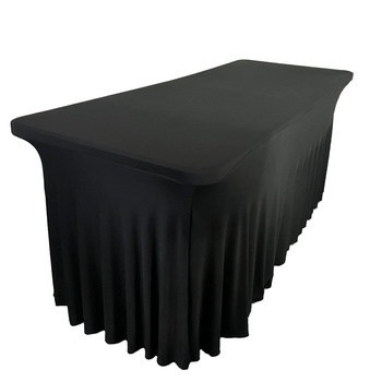 POKROWIEC na stół bankietowy cateringowy czarny SKIRTING falbana 200x90 cm