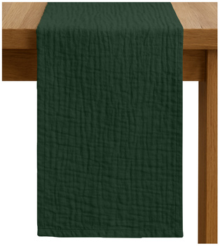 BIEŻNIK muślinowy BUTELKOWA ZIELEŃ na stół 40x275 cm