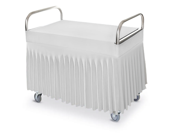 POKROWIEC obrus na stół wózek kelnerski BIAŁY SKIRTING falbana 85 cm