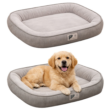 Leżanka legowisko dla DUŻEGO PSA, KOTA XL: 75x60, szare, PREMIUM WELUR miękkie